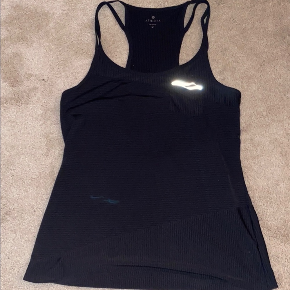 A black Athleta workout tank top.